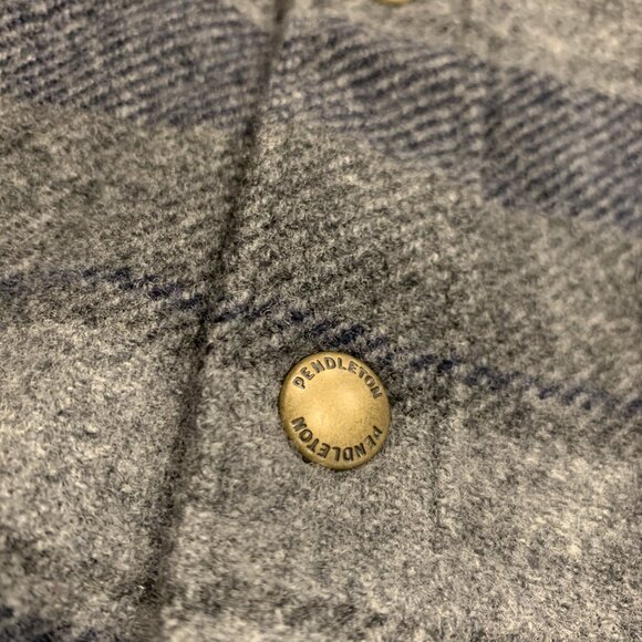 Pendleton Lambswool Forrest Twill Snap Front Shirt Men's XL Gray Black Blue Wool - Picture 3 of 8